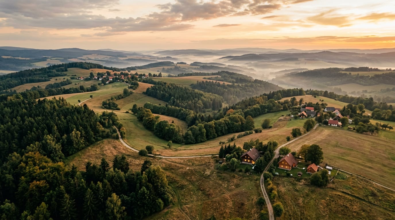 Česká krajina z výšky – ilustrační obrázek