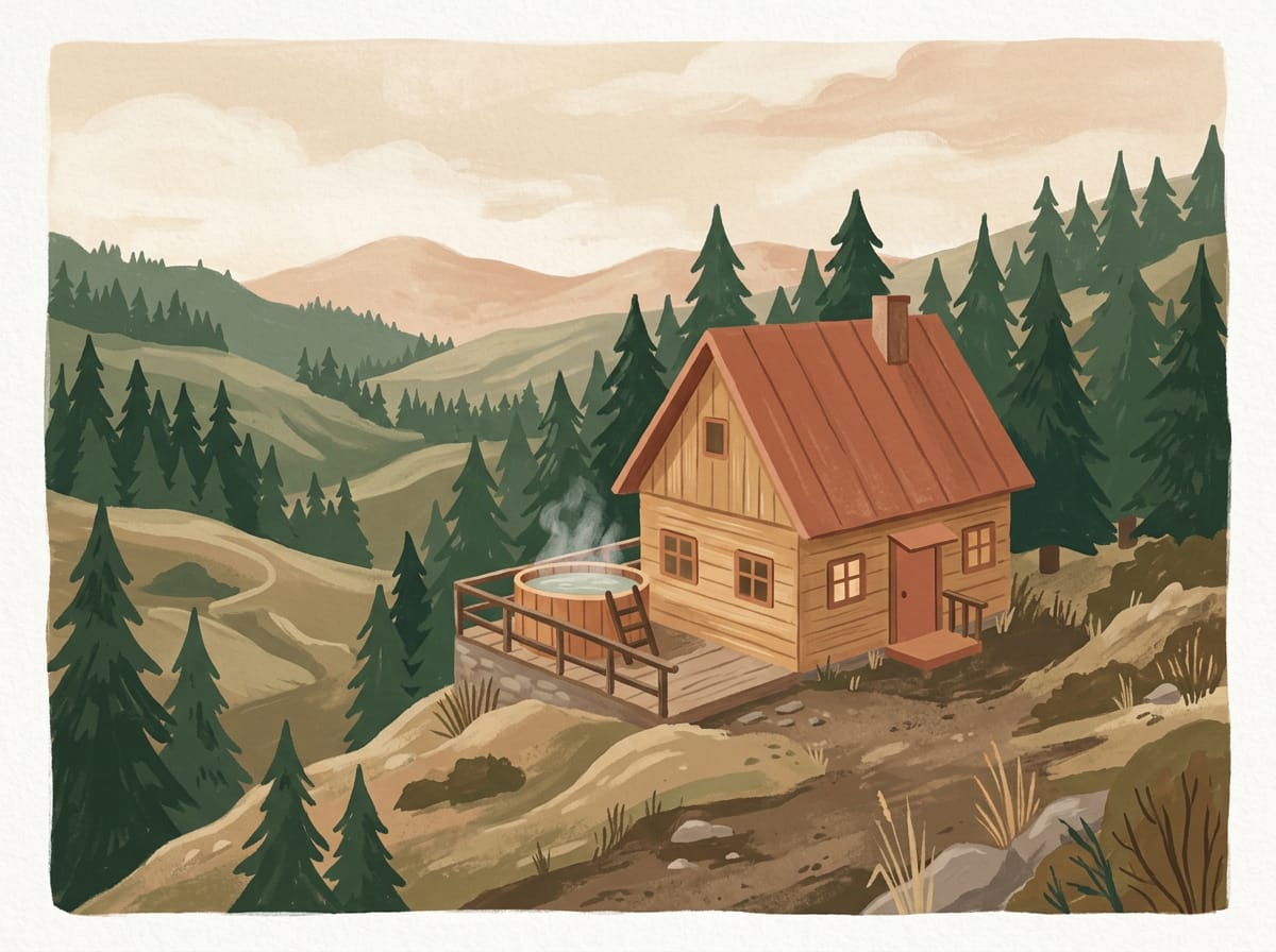 Chata – ilustrace, ne fotografie tohoto místa